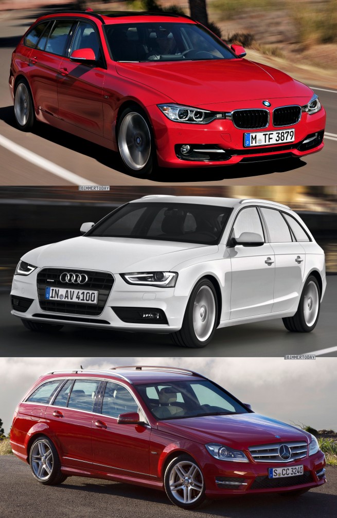 Comparatie foto Noul BMW Seria 3 Touring vs. Audi A4